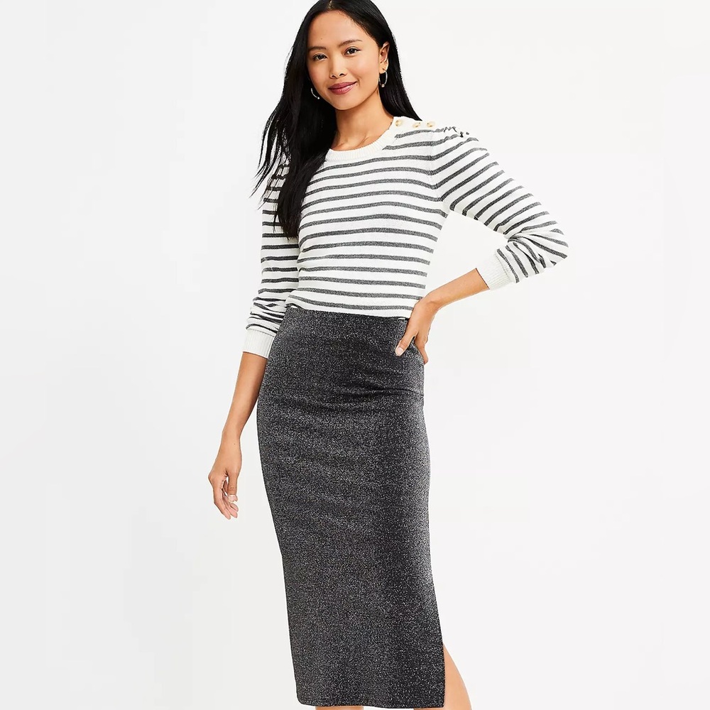Loft Shimmer Ponte Midi Skirt